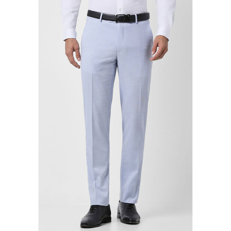 Peter England Men Blue Solid Slim Fit Formal Trousers (28)