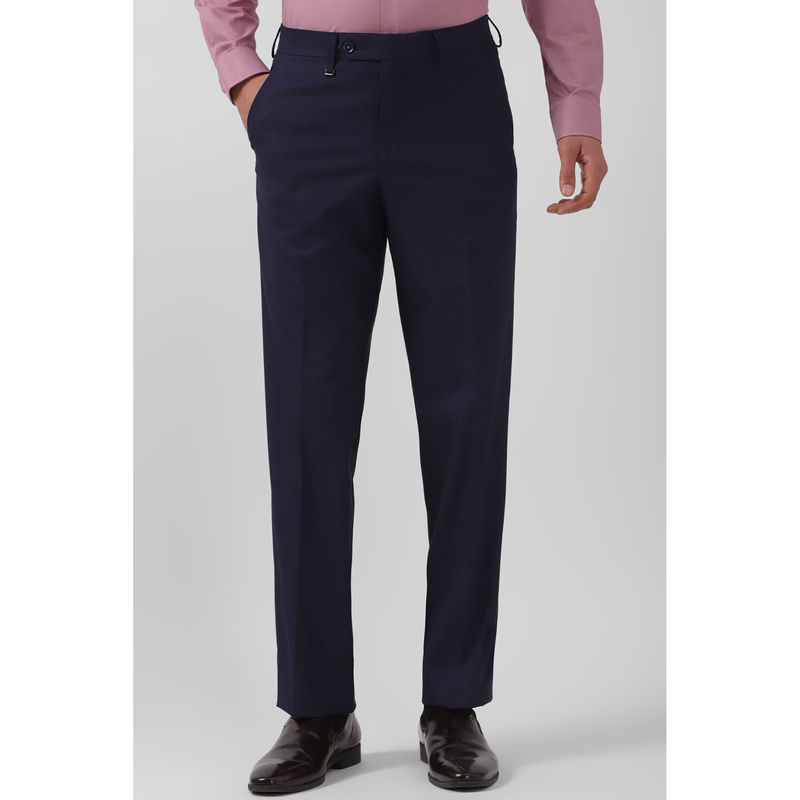 Van Heusen Men Navy Stripe Regular Fit Trousers (30)