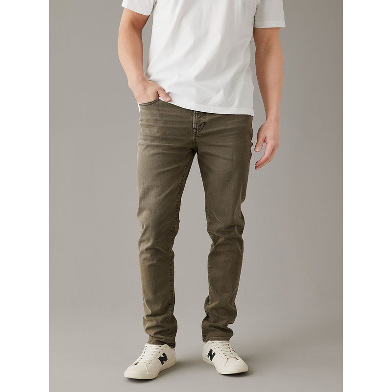 American Eagle Men Olive Air Flex Slim Jean (32)