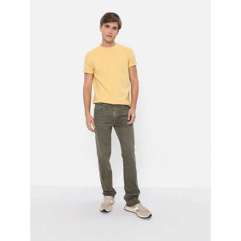American Eagle Men Olive Air Flex Original Bootcut Jean (34)