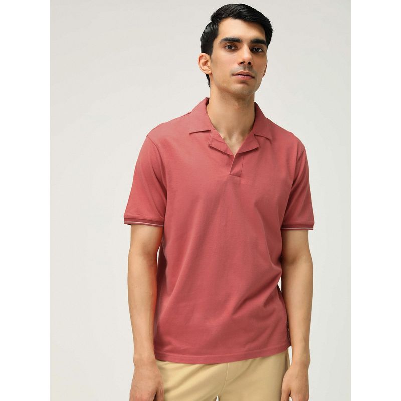Andamen Regular Fit Men Red Solid Cotton Single Jersey Resort Collar Polo T-Shirt (M)