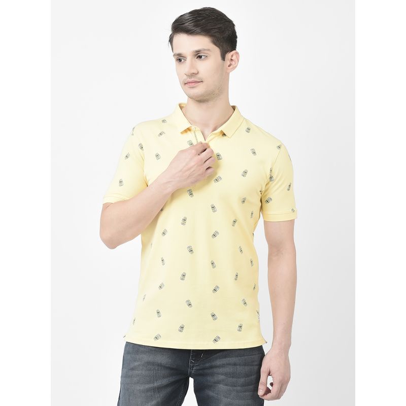 CRIMSOUNE CLUB Mens Custard Yellow Graphic Polo T-Shirt (XL)