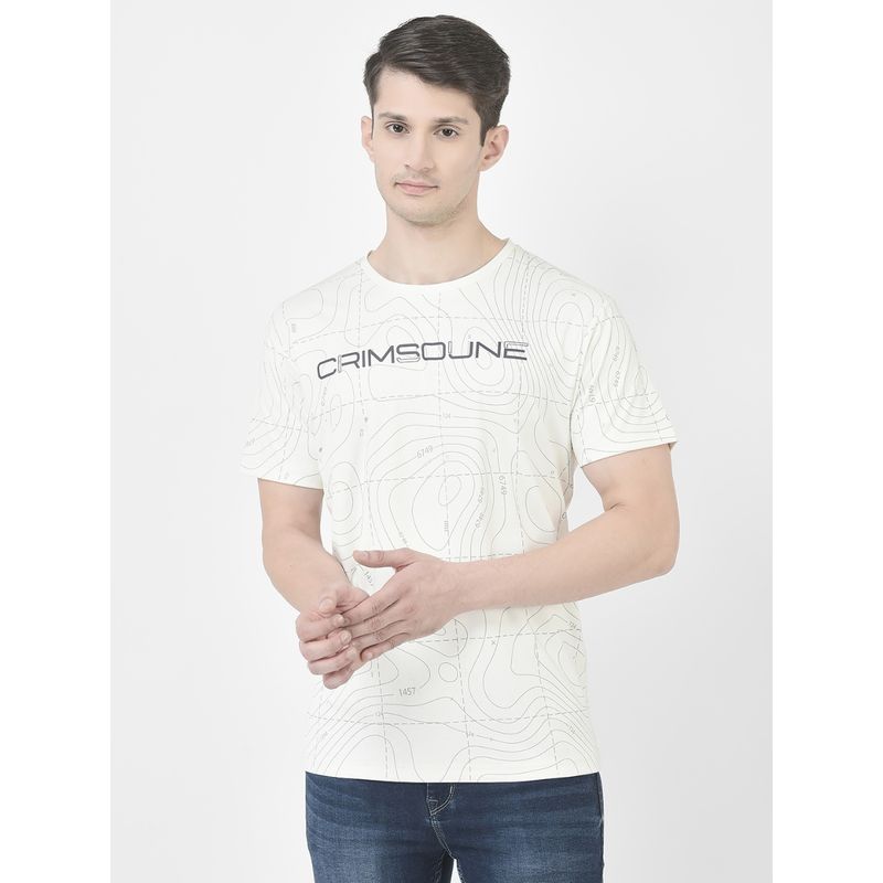 CRIMSOUNE CLUB Mens White Graphic Print T-Shirt (M)