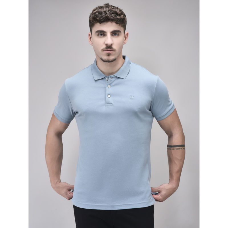 WOODS Men Blue Solid Polo T-Shirt (L)