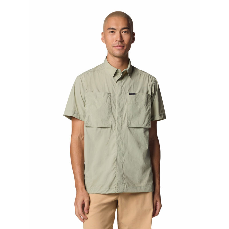 Columbia Mens Green Solid Mesa Short Sleeves Shirt (L)
