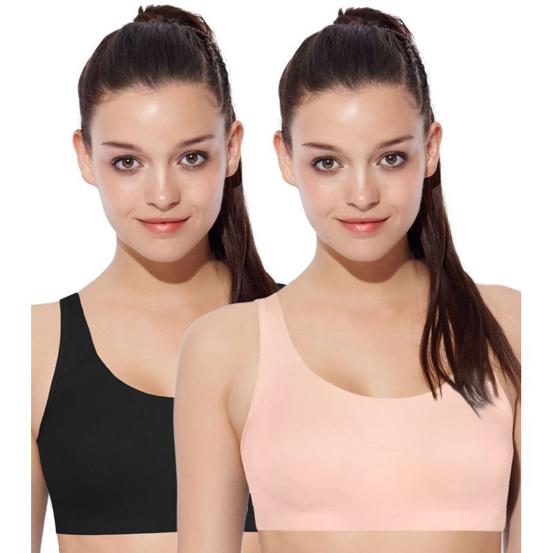 Enamor SB06 Low Impact Cotton Sports Bra Non-Padded & Wirefree - Multicolor (M) - SB06