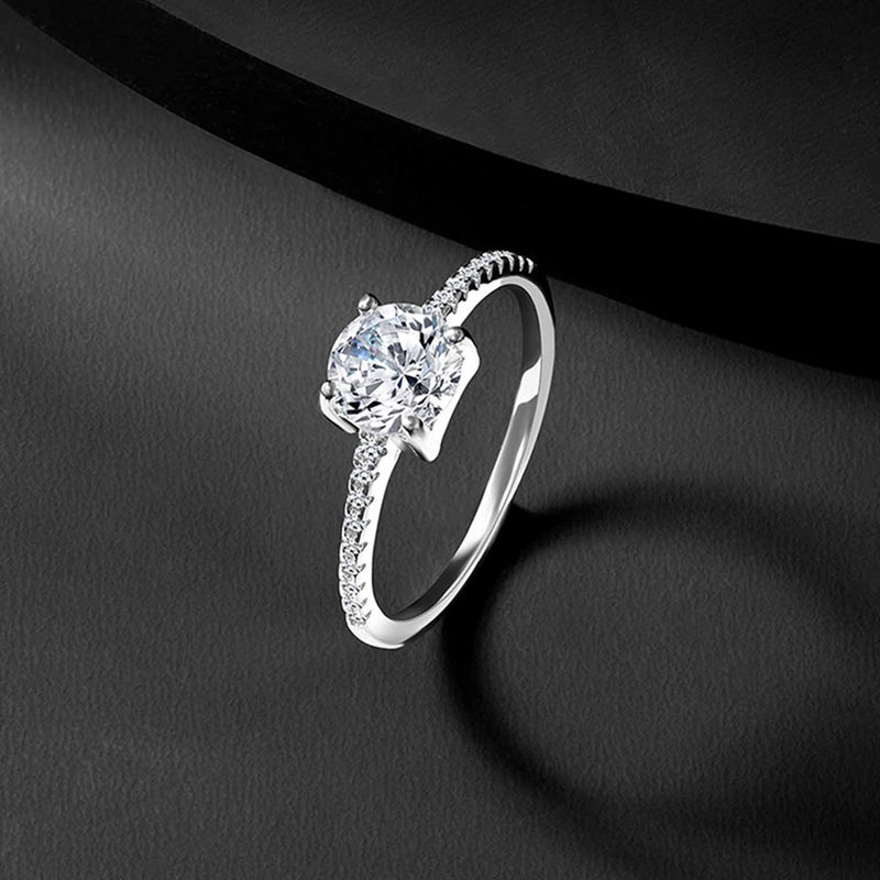 Peora Exotic Solitaire Cubic Zirconia Ring in Pure 92.5 Sterling Silver (7)