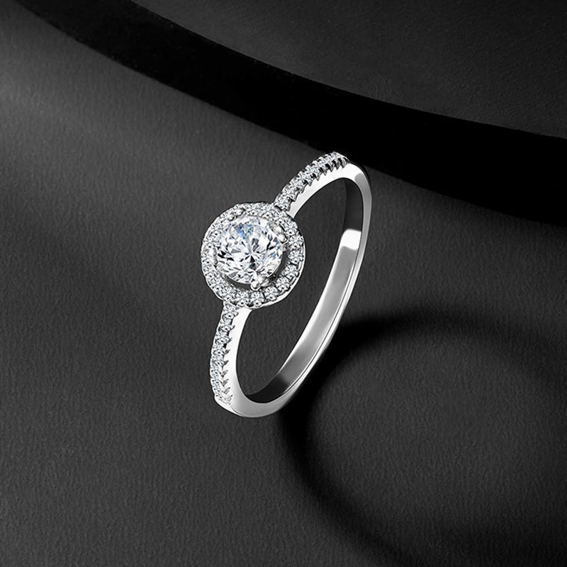 Peora 925 Sterling Silver Rhodium Plated Classic Solitaire Ring (5)