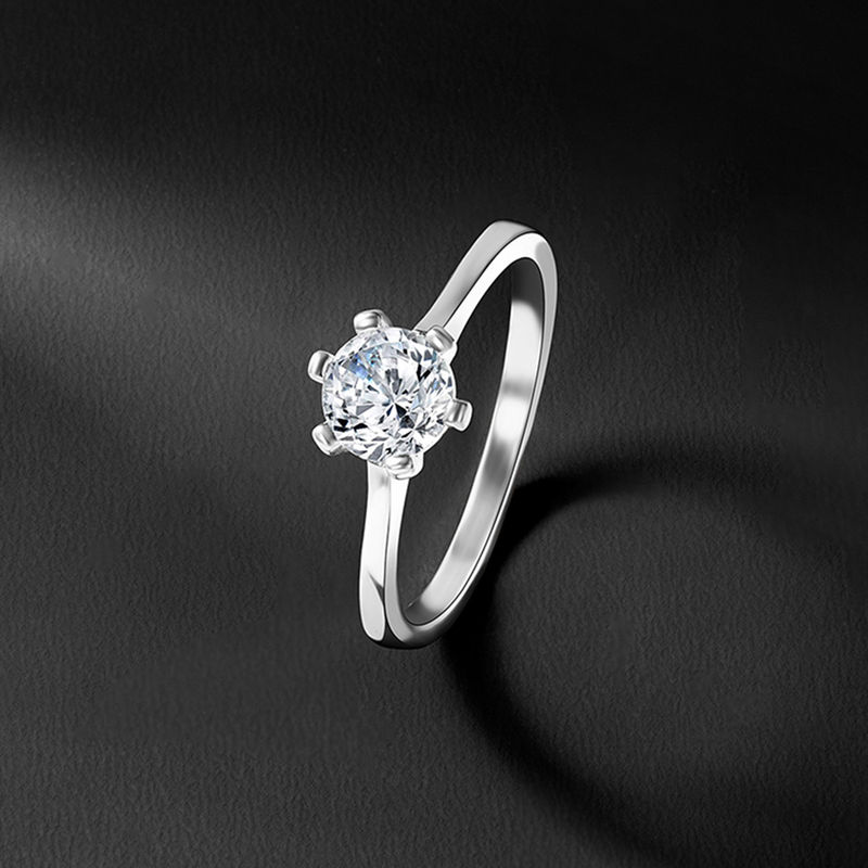Peora Round Solitaire Cubic Zirconia 925 Sterling Silver Ring (5)