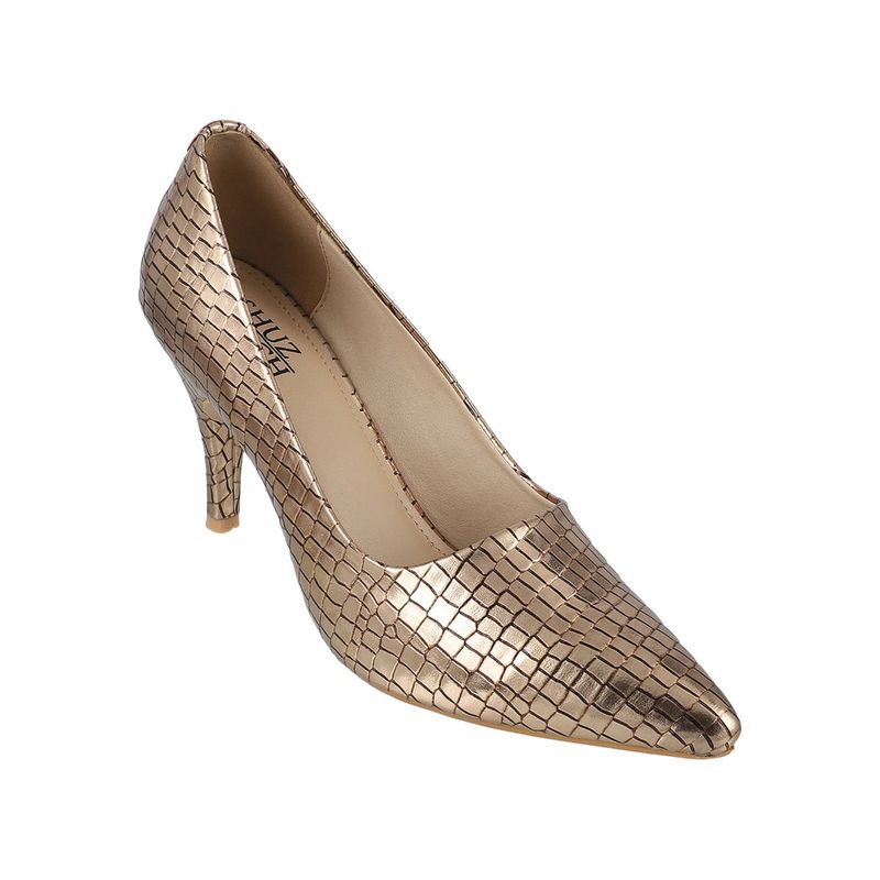 SHUZ TOUCH Women Latest Pointed Toe Stylish Corcodile Design Pumps - Nude (EURO 36)