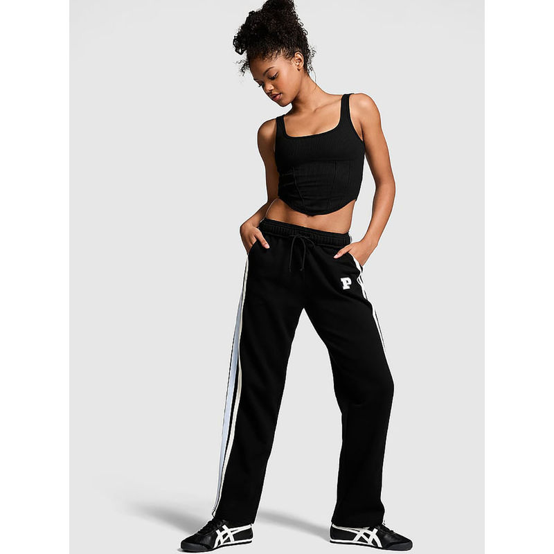 Victoria's Secret Black Ivy Fleece Straight-Leg Trackpant (XS)