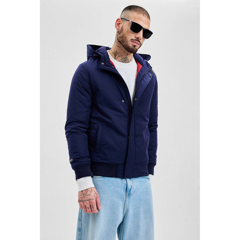 Snitch Navy Blue Hooded Puffer Hoodie (XL)