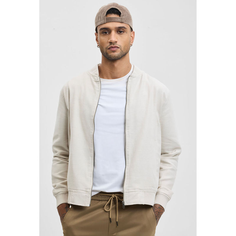 Snitch Cream Solid Relaxed Fit Jacket (XL)