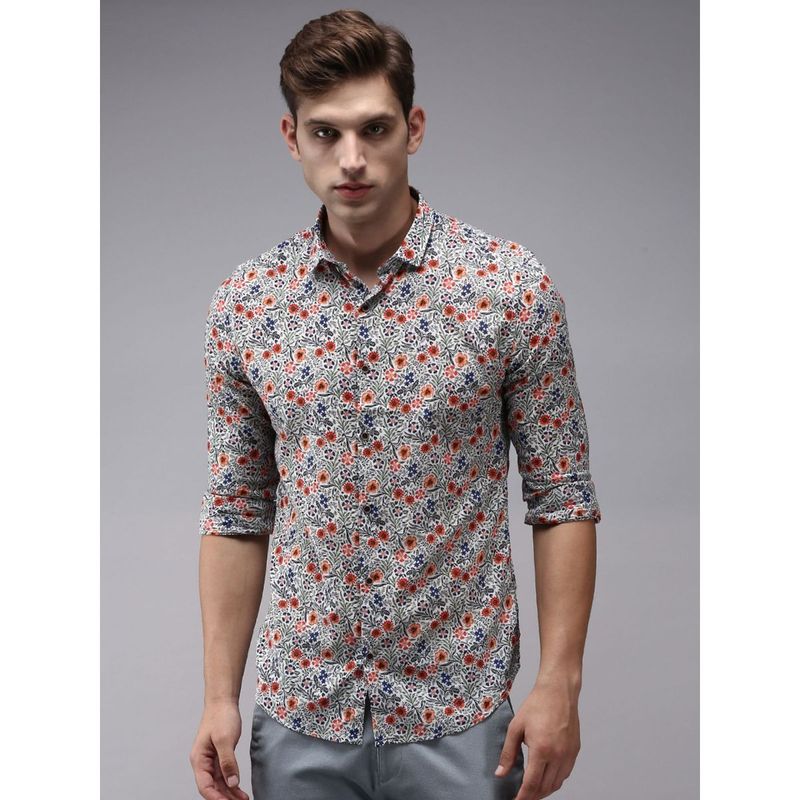 SHOWOFF Men Multi Collar Neck Floral Comfort Fit Shirt (M)