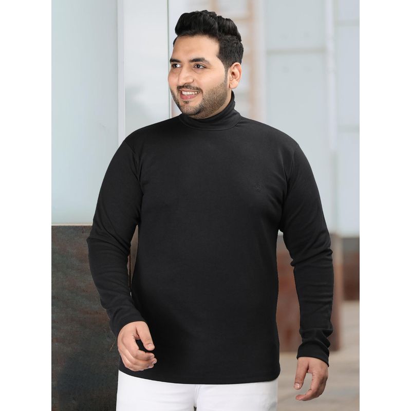 CHKOKKO Men Black Polycotton Solid Regular Fit T-Shirt (S)