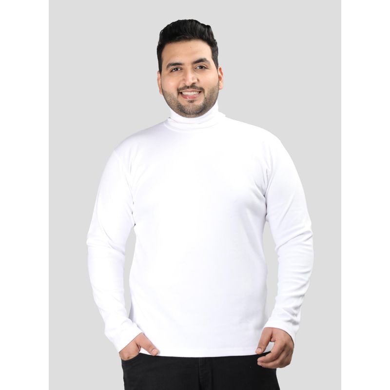 CHKOKKO Men White Polycotton Solid Regular Fit T-Shirt (S)