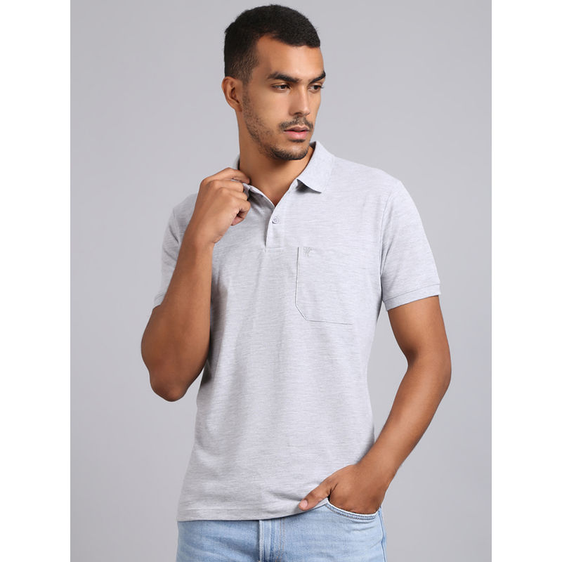 VENITIAN Men Solid Polo Neck Ecru Cotton T-Shirt With Pocket (M)