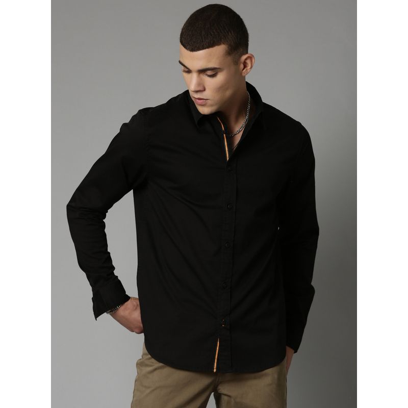 BREAKBOUNCE Black Zip-Sleeve Regular Fit Shirt (L)
