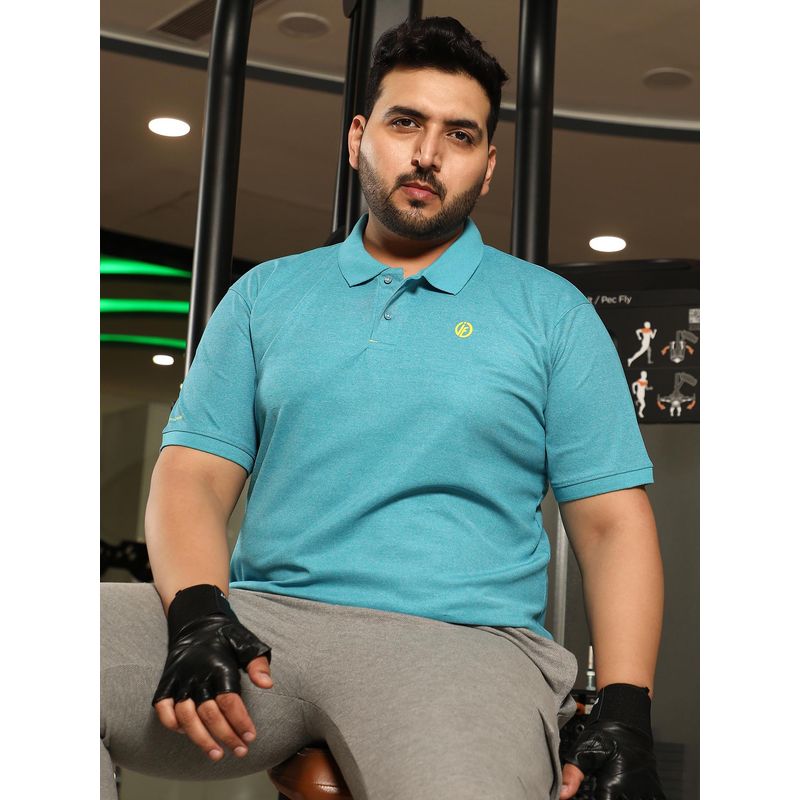 Instafab Plus Men Sky Blue Basic Activewear Polo T-Shirt (3XL)