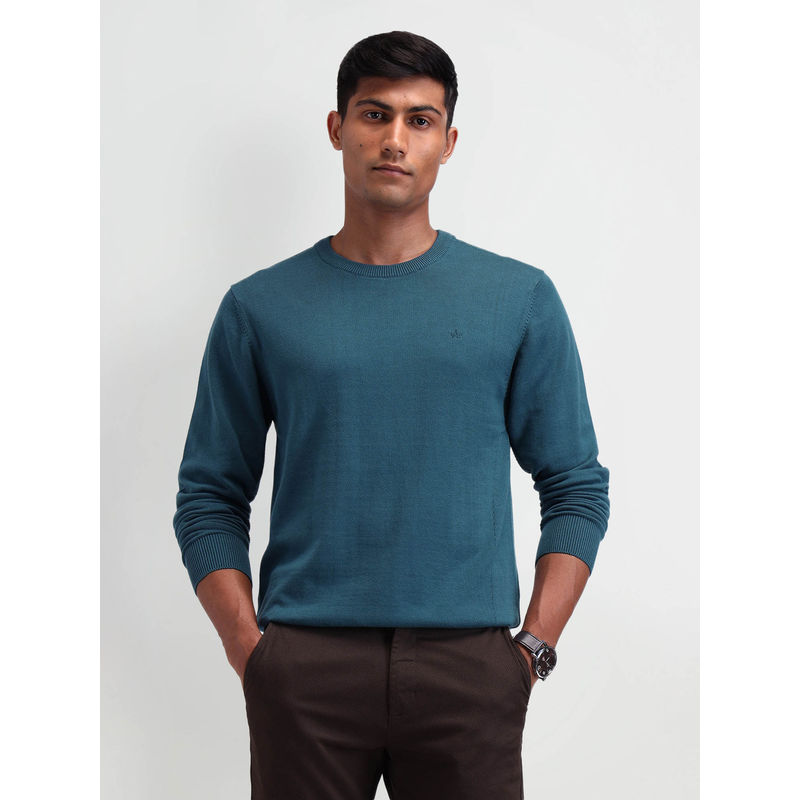 Arrow Men Teal Solid Sweater (S)