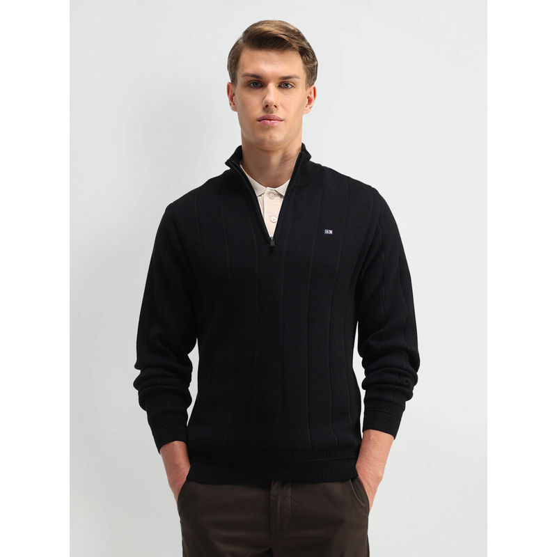 Arrow Sports Men Black Solid Sweater (L)