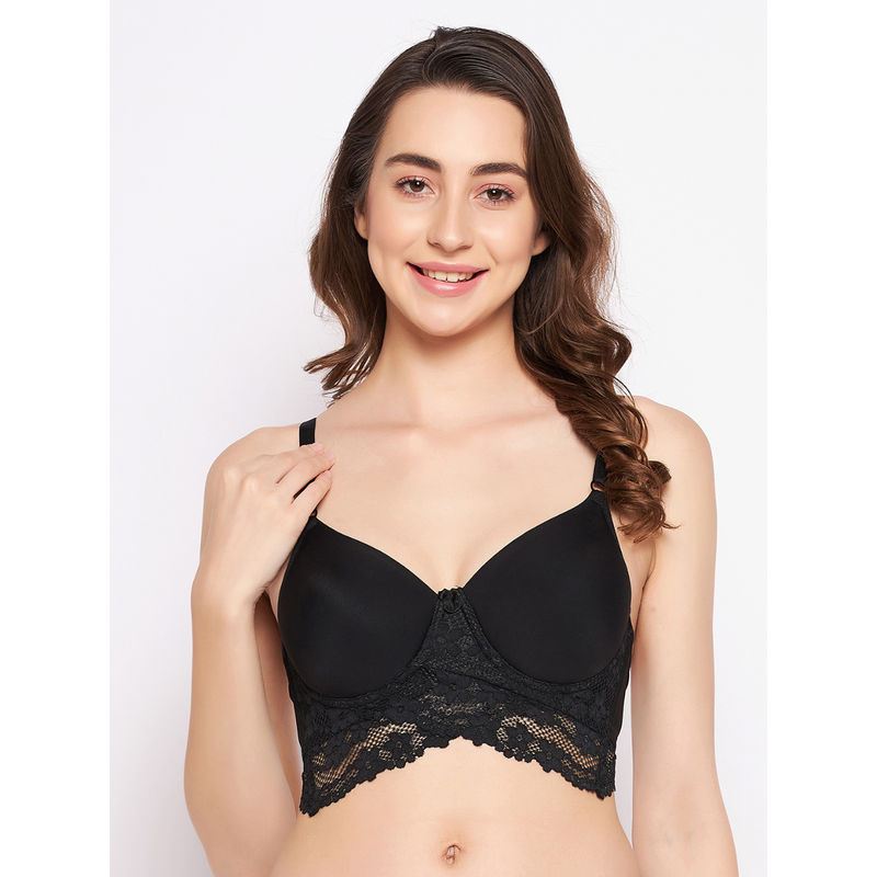 Clovia Black Polyamide Padded Full Cup Underwired Bralette Bra (42B)