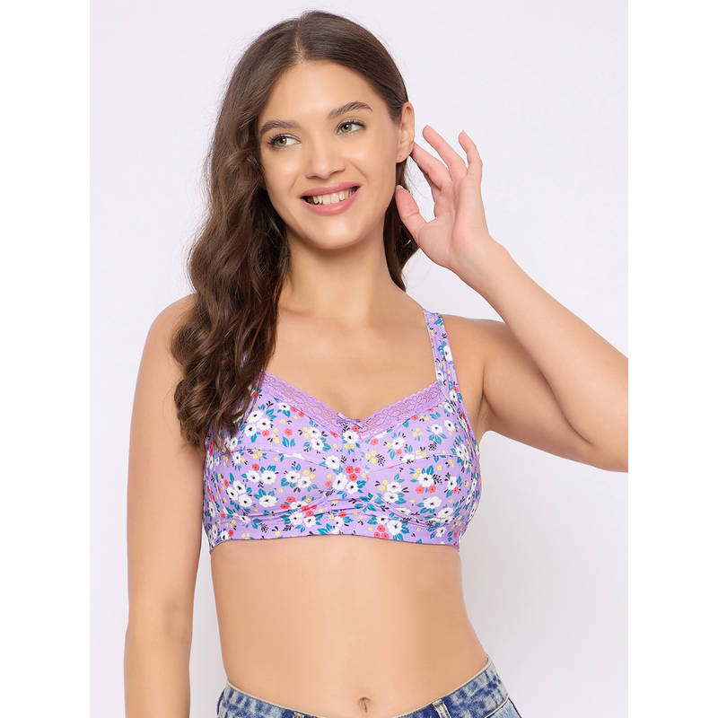Clovia Purple Polyamide Non-Padded Full Cup Wire Free Full Figure Bra (32B)