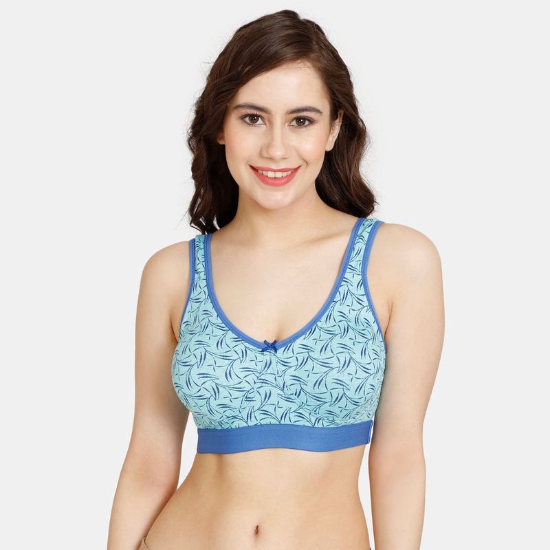 Zivame Rosaline Everyday Double Layered Non Wired 3-4th Coverage Bralette - Very Berry -Blue (L)