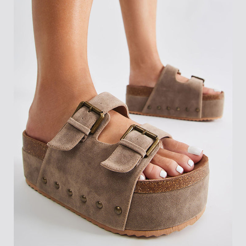 IRUSSH Brown Strappy Flatform Sandals (EURO 36)