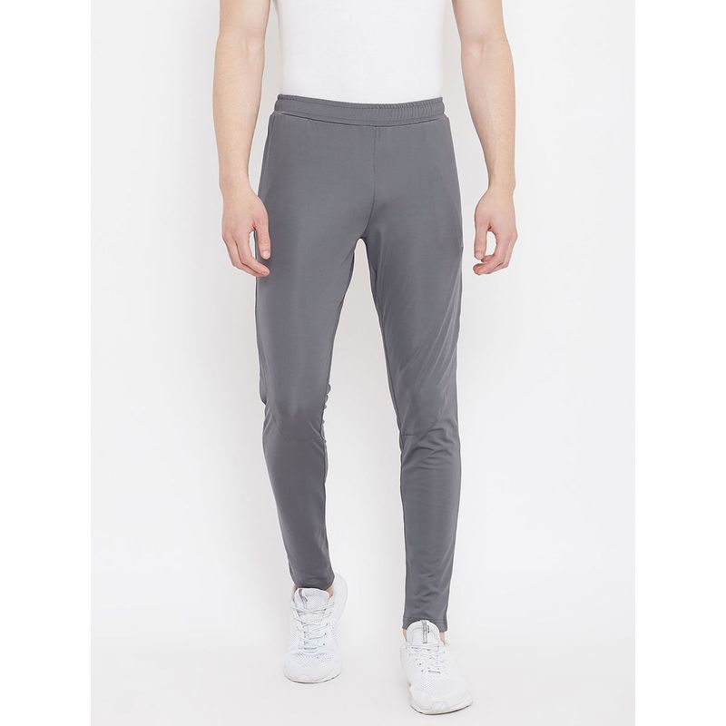 Athlisis Men Gray Solid Slim-Fit Track Pants (L)
