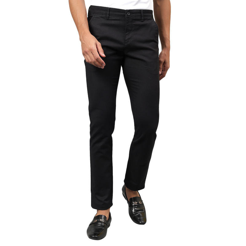 Cantabil Black Solid Stretchable Casual Trouser (30)