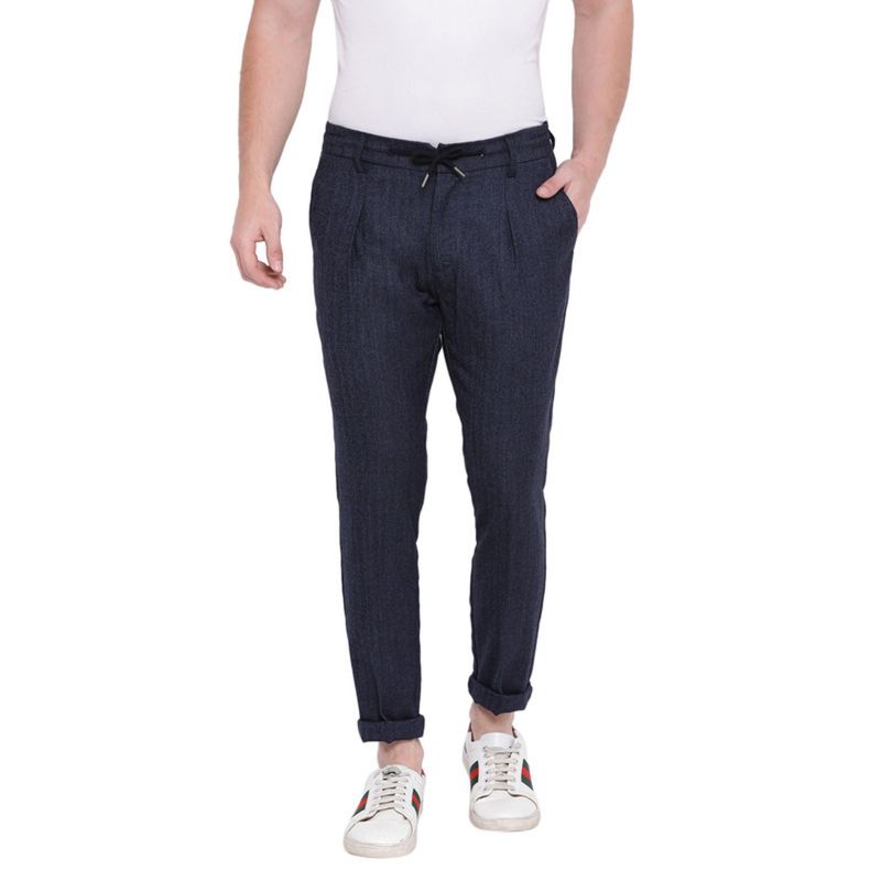 BRUUN & STENGADE Blue Solid Casual Trouser (34)
