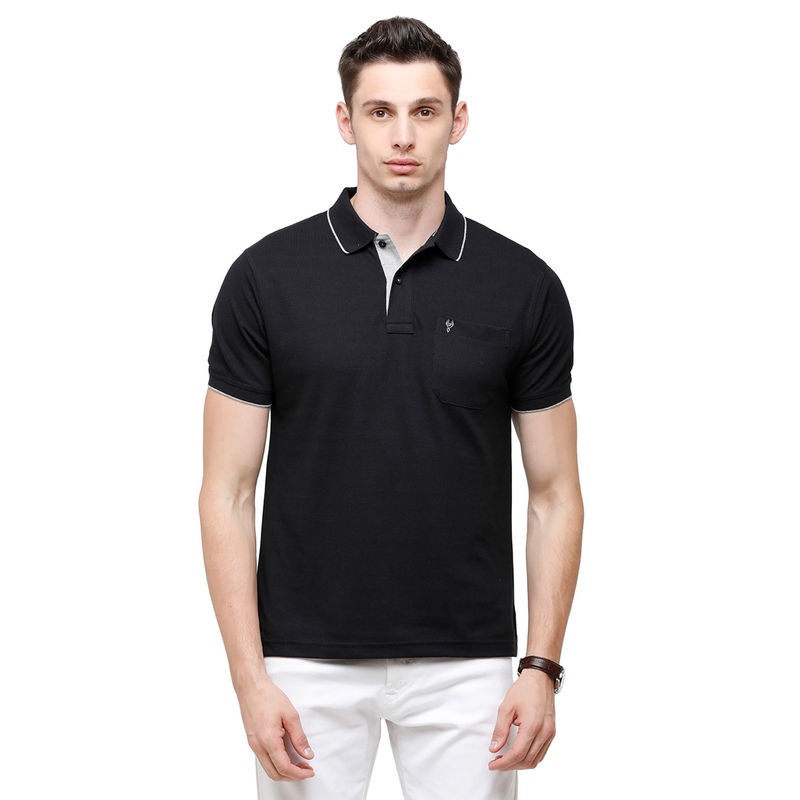 Classic Polo Men Cotton Blend Solid Half Sleeve Regular Fit Polo Neck Black Color T-Shirt (XL)