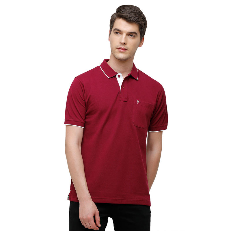 Classic Polo Men Cotton Blend Solid Half Sleeve Regular Fit Polo Neck Red Color T-Shirt (M)
