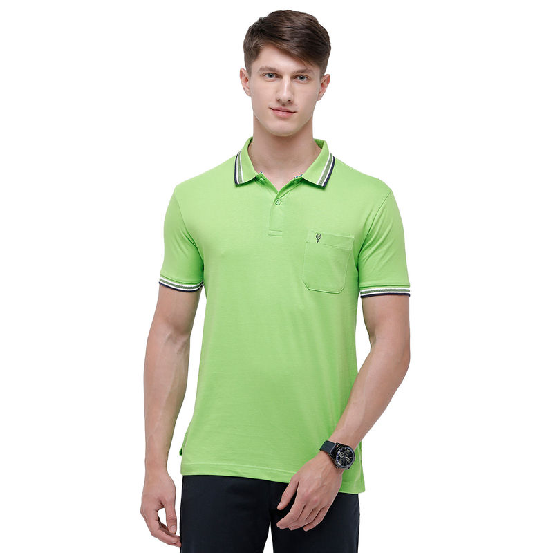 Classic Polo Men Cotton Solid Half Sleeve Slim Fit Polo Neck Green Color T-Shirt (M)