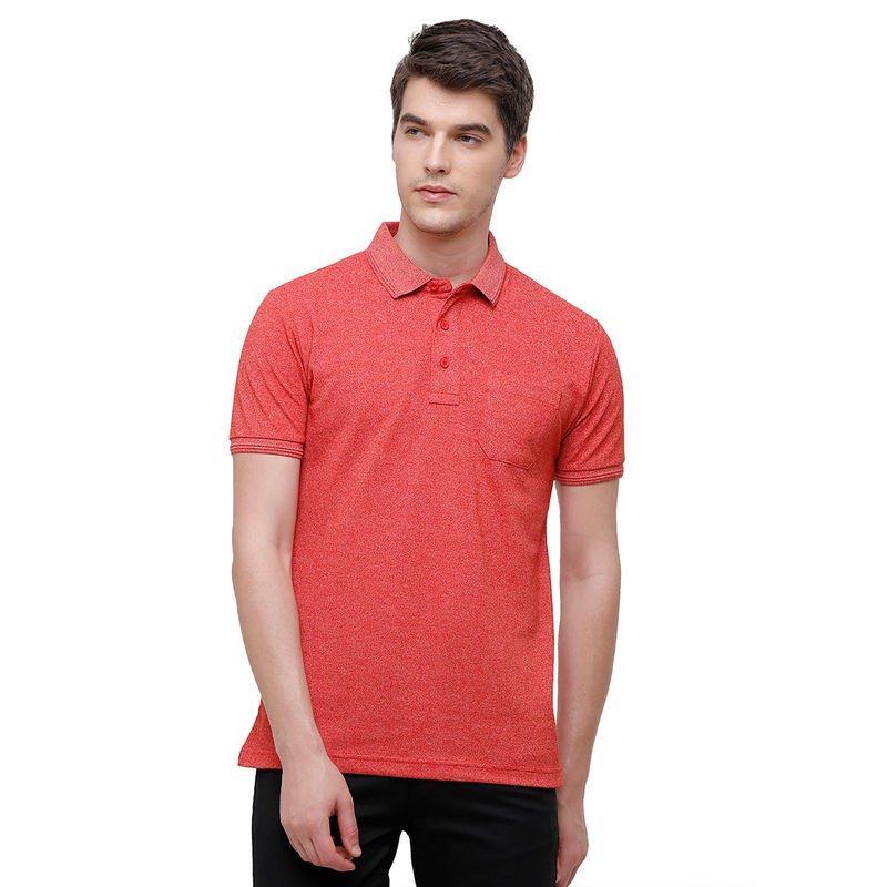 Classic Polo Men Cotton Solid Half Sleeve Slim Fit Polo Neck Peach Color T-Shirt (M)