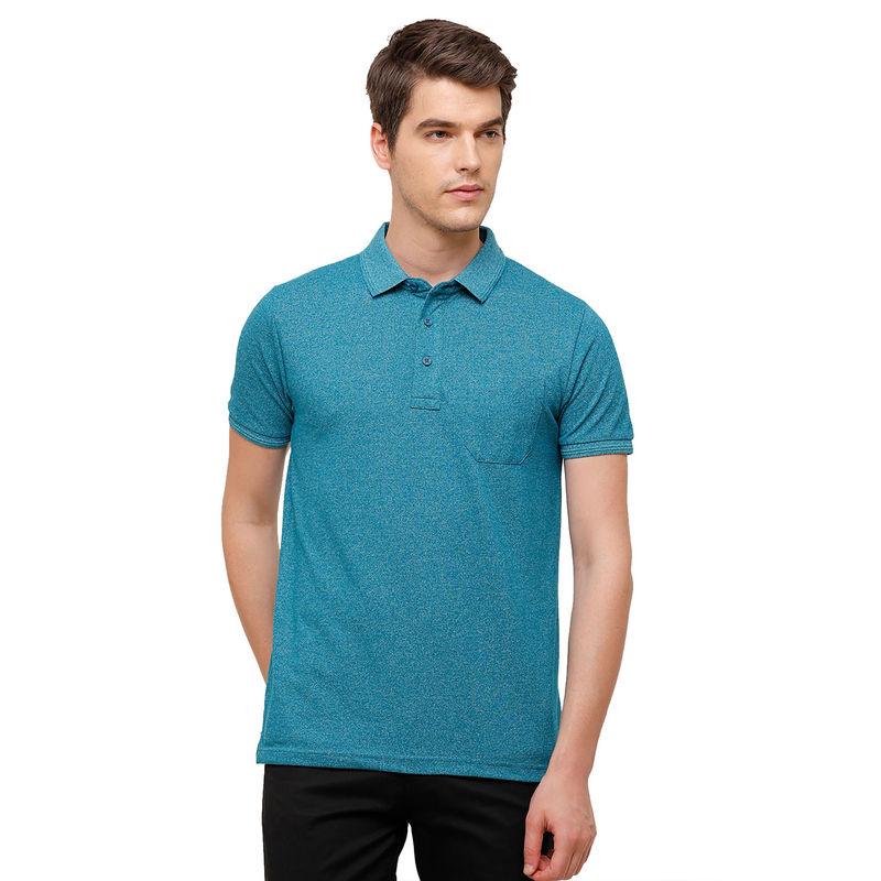 Classic Polo Men Cotton Solid Half Sleeve Slim Fit Polo Neck Ocean Blue Color T-Shirt (M)