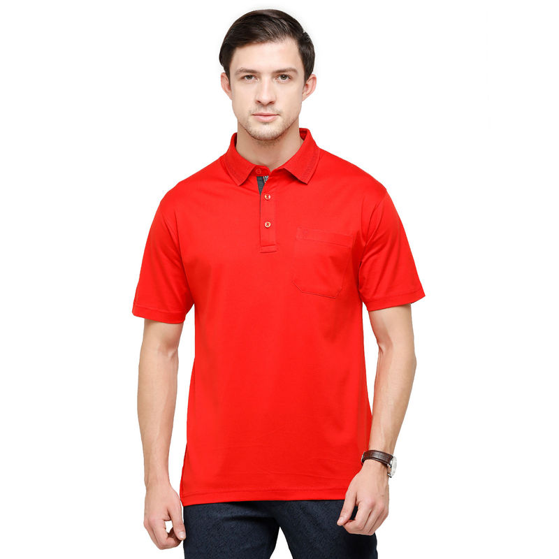 Classic Polo Men Cotton Solid Half Sleeve Regular Fit Polo Neck Red Color T-Shirt (M)