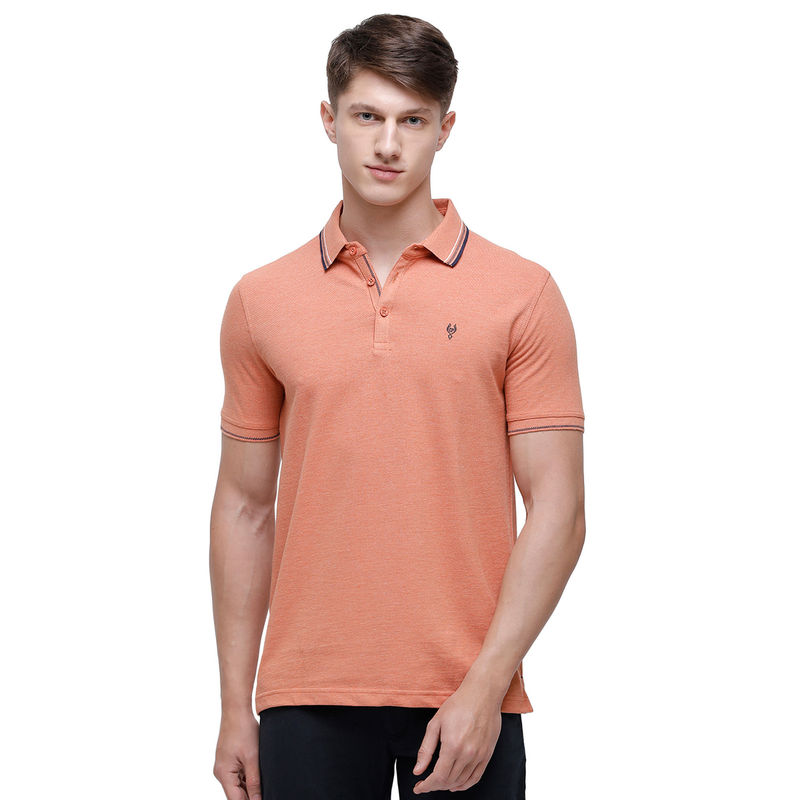 Classic Polo Men Cotton Solid Half Sleeve Slim Fit Polo Neck Light Orange Color T-Shirt (M)