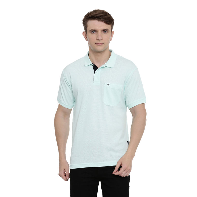 Classic Polo Men Cotton Solid Authentic Fit Polo Neck Light Green Color T-Shirt (M)