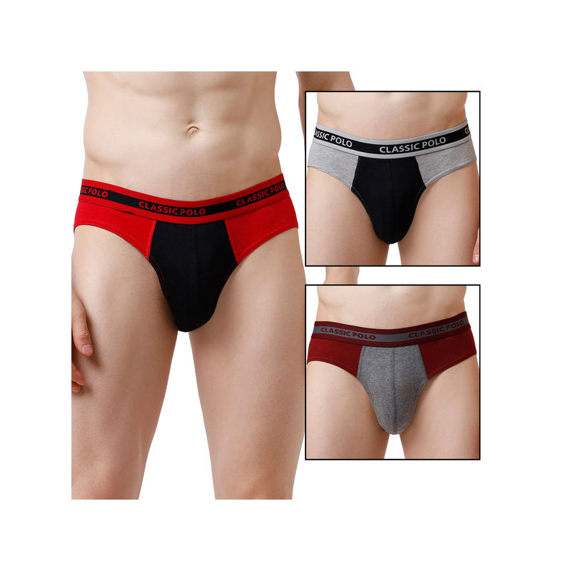Classic Polo Men Solid Cotton Slim Fit Briefs (Pack of 3) (XL)