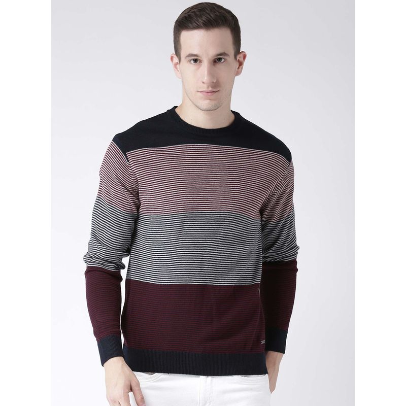 Club York Men Multicolor Striped Pullover (M)