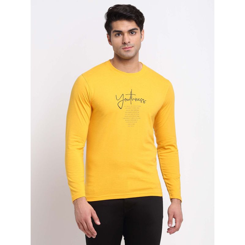 Club York Men Yellow Printed T-Shirt (M)