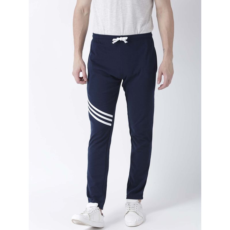 Club York Men Navy Blue Stripes Cotton Track Pants (2XL)