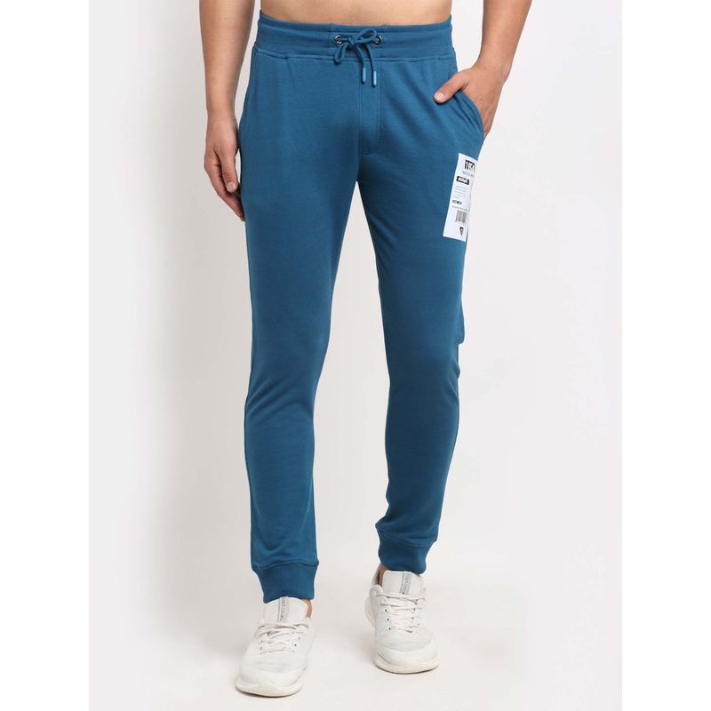 Club York Men Teal Printed Joggers (S)