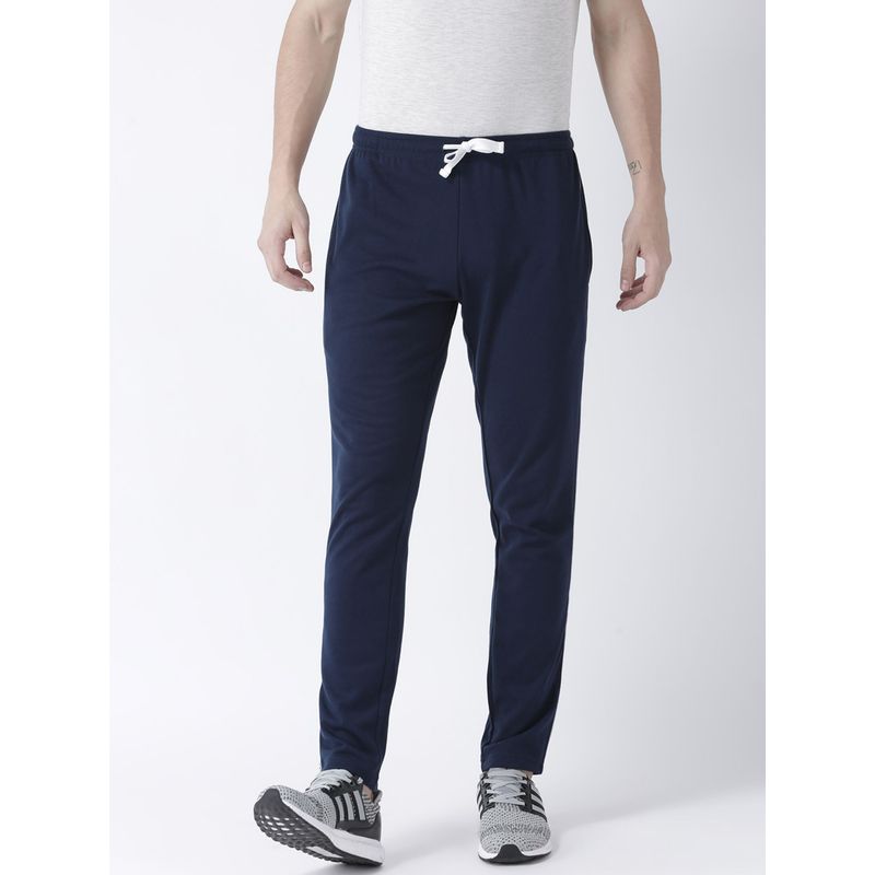 Club York Men Navy Blue Solid Track Pant Has Side Contrast Boon (M)