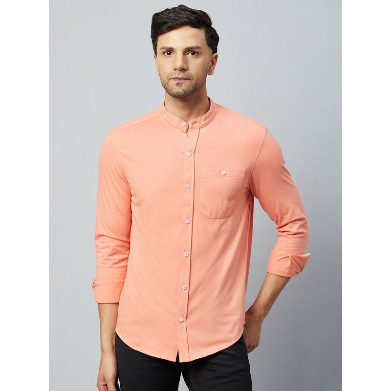 Club York Bright Peach Full Sleeve Casual Shirt (L)