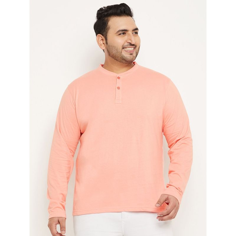 Club York Bright Peach Solid Plus Size T-Shirt (4XL)