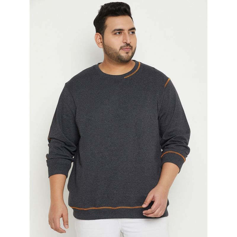 Club York Anthra Melange Round Neck Plus Size Sweatshirt (4XL)