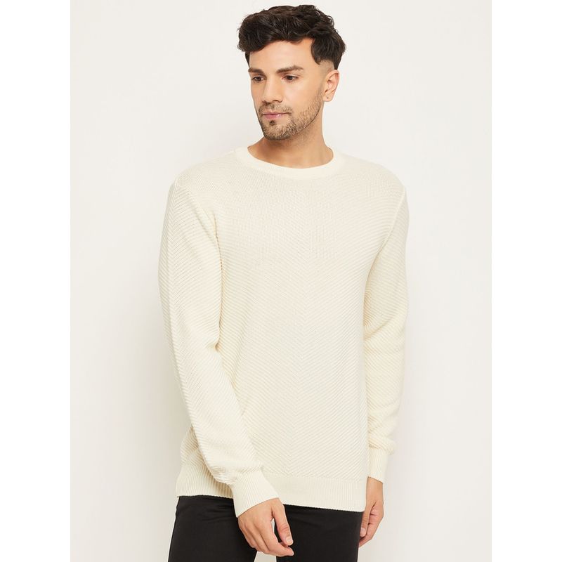 Club York Off White Round Neck Sweater (XL)